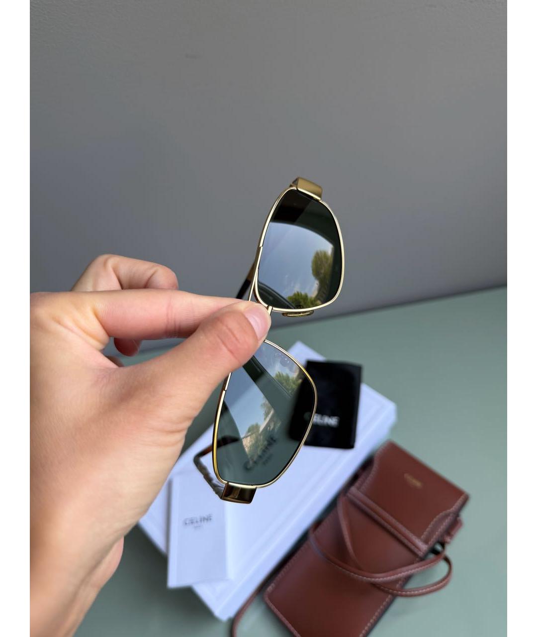 CELINE Золотые металлические солнцезащитные очки, фото 4