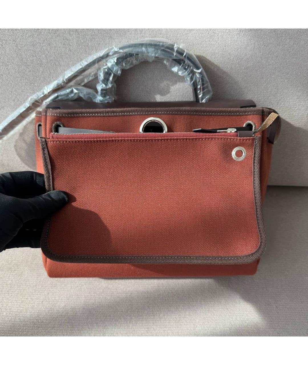 HERMES Бордовая тканевая сумка через плечо, фото 7