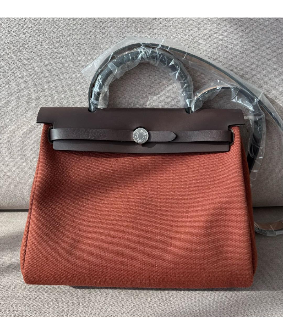 HERMES Бордовая тканевая сумка через плечо, фото 2