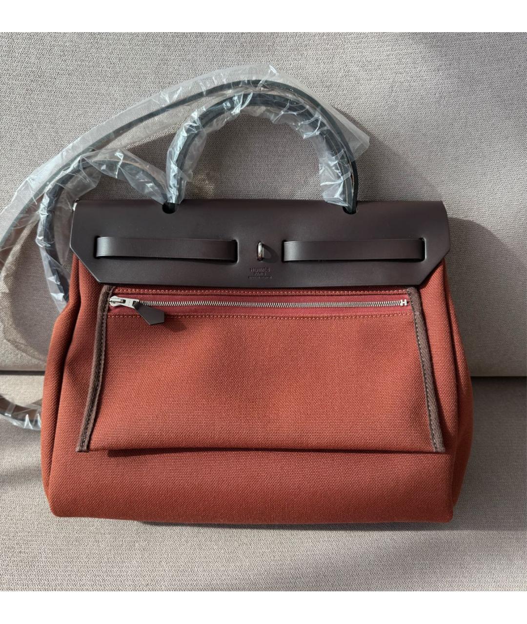 HERMES Бордовая тканевая сумка через плечо, фото 3