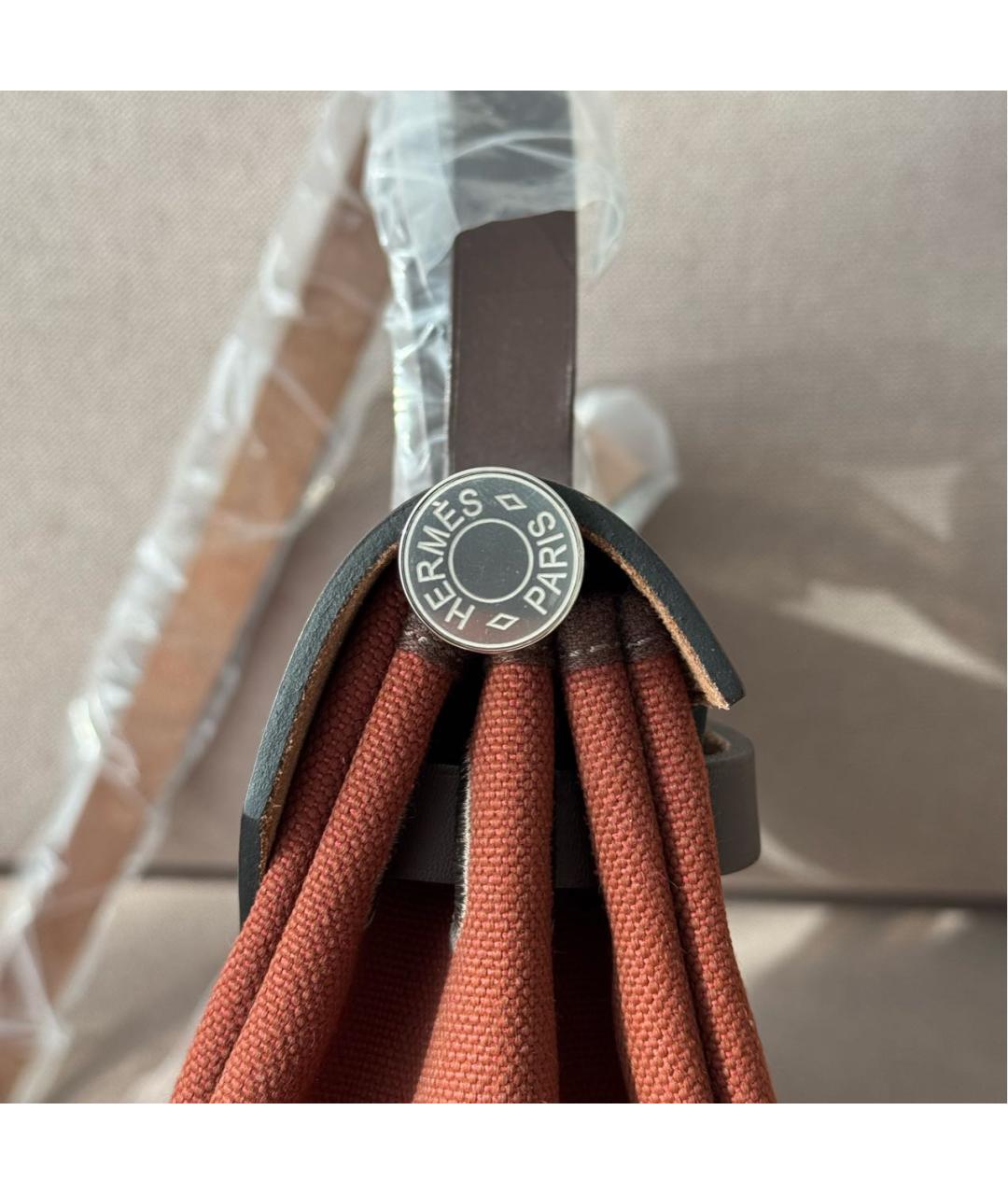 HERMES Бордовая тканевая сумка через плечо, фото 5