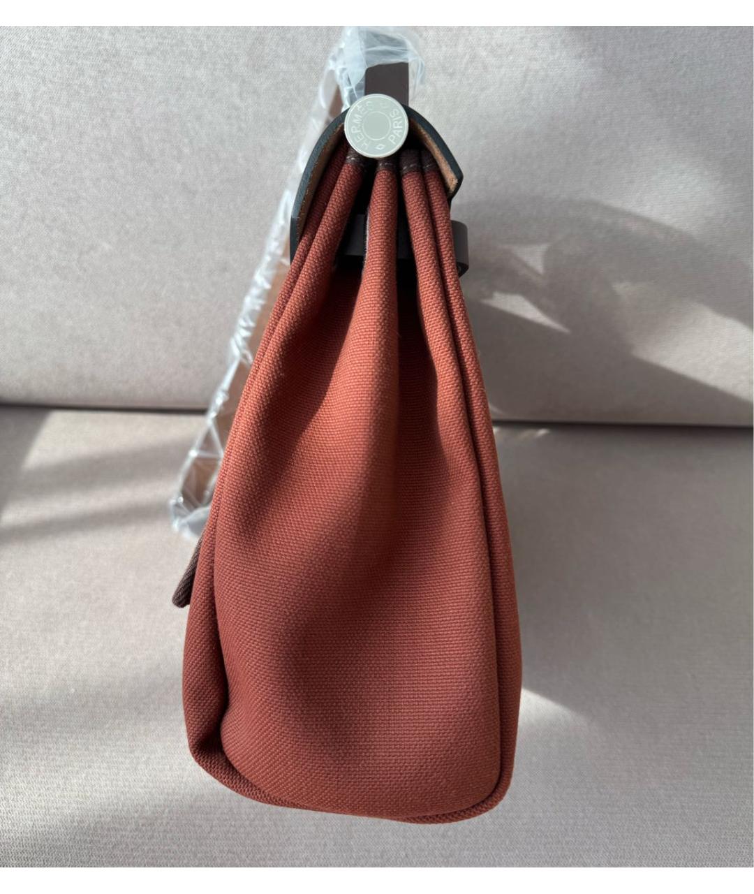 HERMES Бордовая тканевая сумка через плечо, фото 4