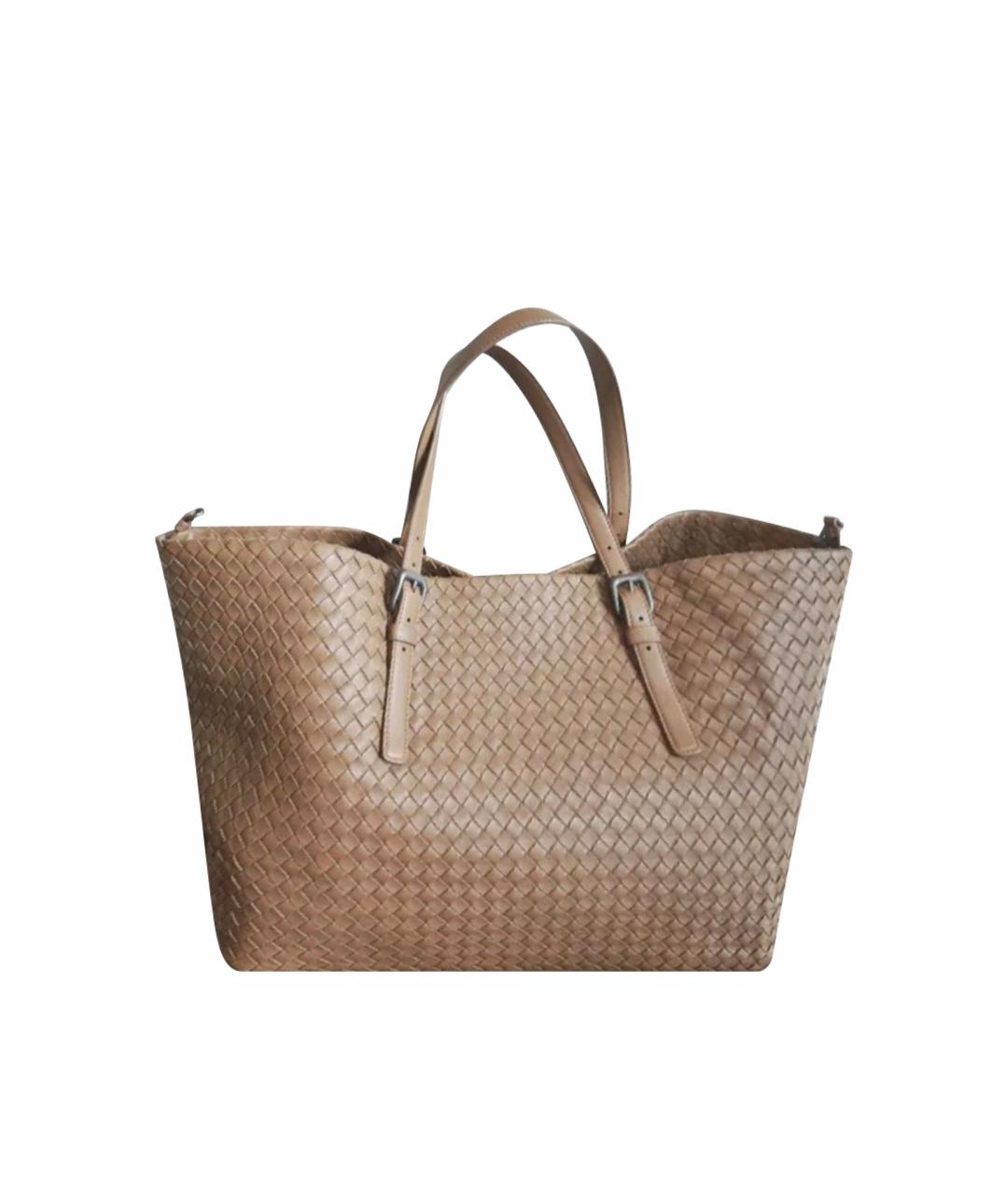 BOTTEGA VENETA Бежевая кожаная сумка с короткими ручками, фото 1