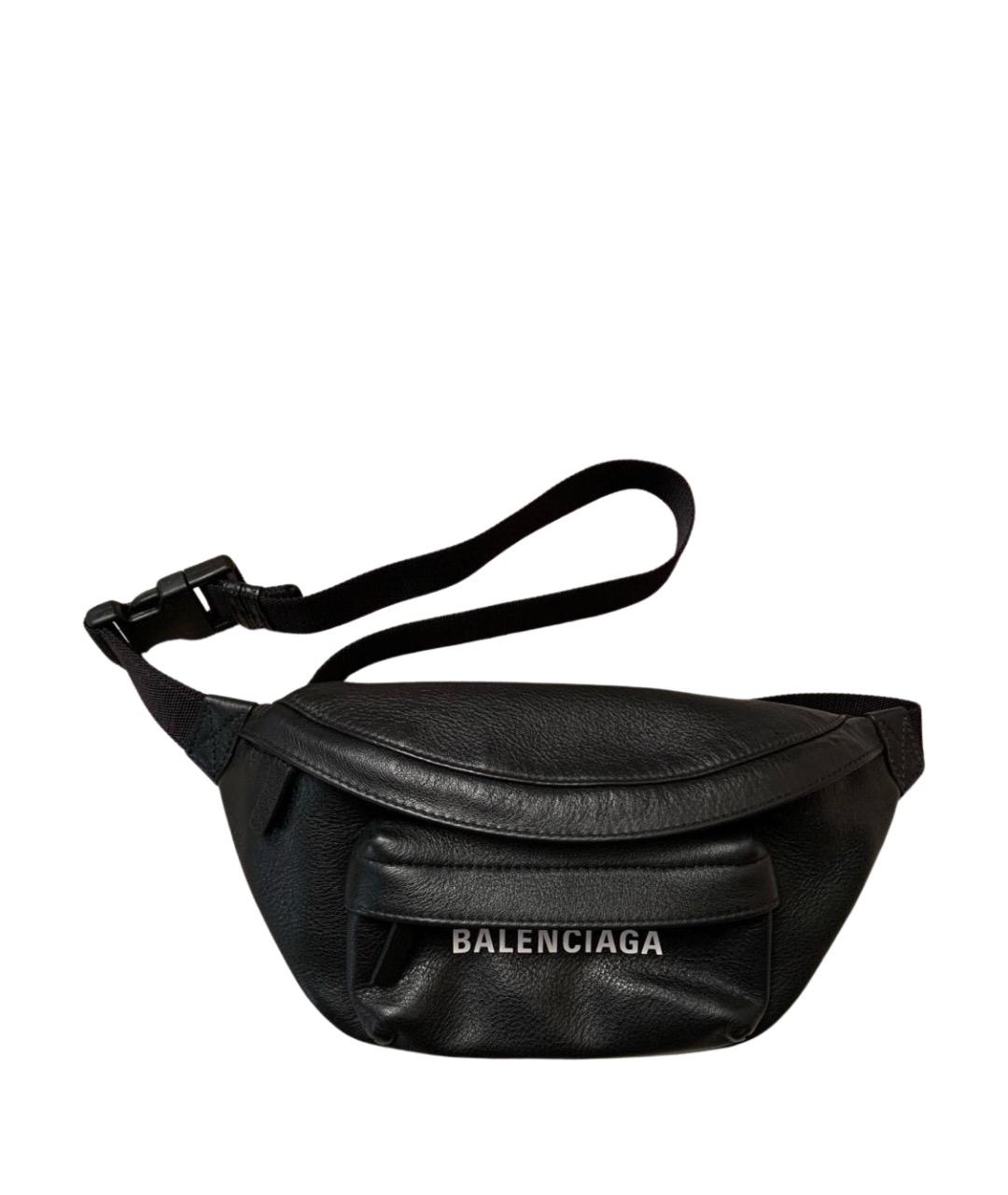 BALENCIAGA Черная кожаная поясная сумка, фото 1