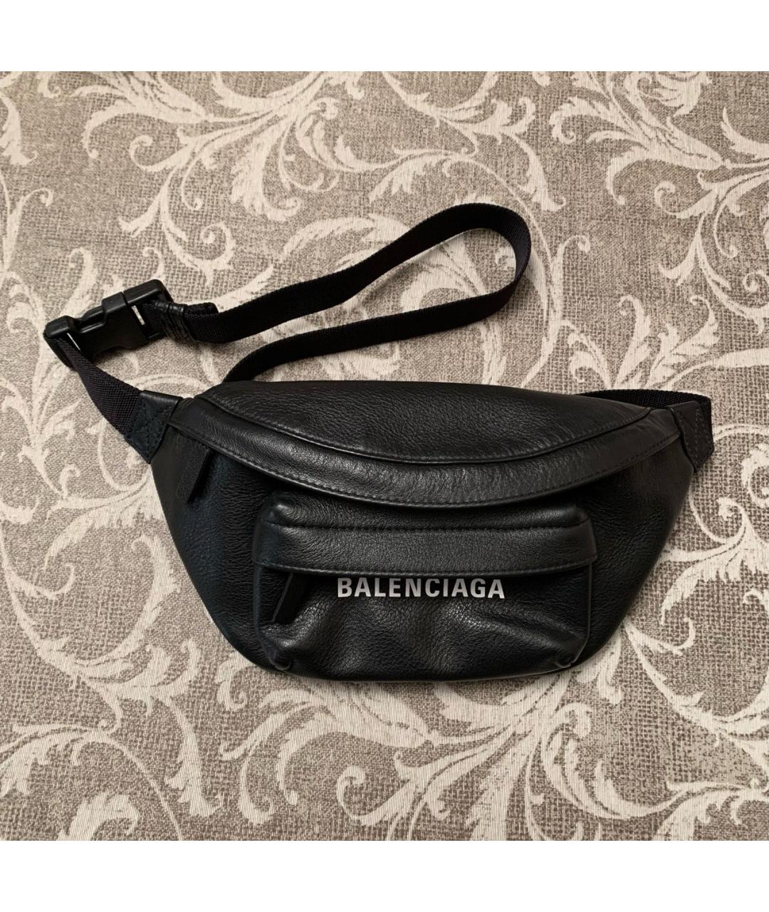 BALENCIAGA Черная кожаная поясная сумка, фото 8