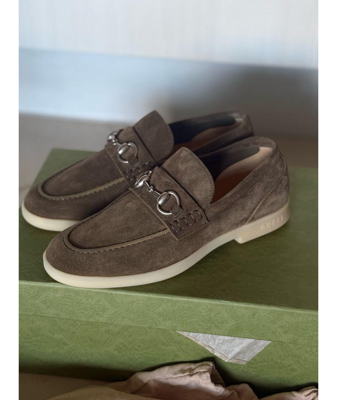 GUCCI Хаки замшевые лоферы, фото 2