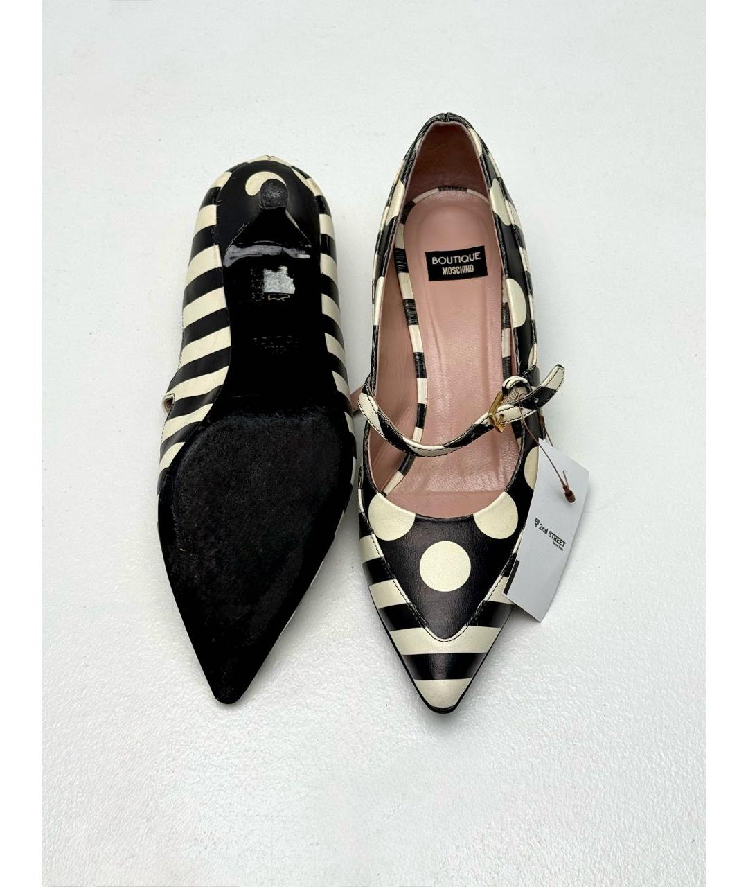 BOUTIQUE MOSCHINO Черные кожаные туфли, фото 3