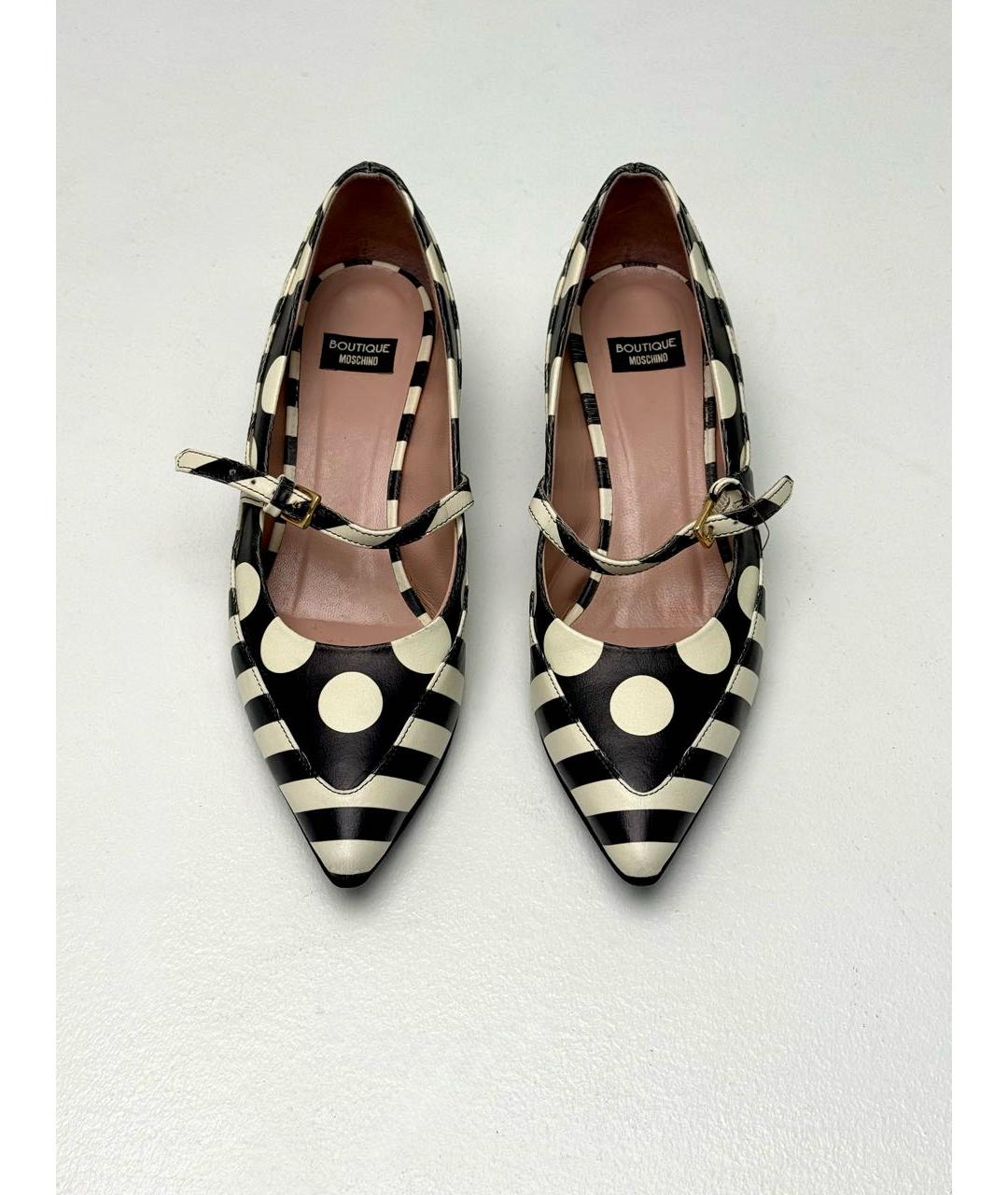 BOUTIQUE MOSCHINO Черные кожаные туфли, фото 2