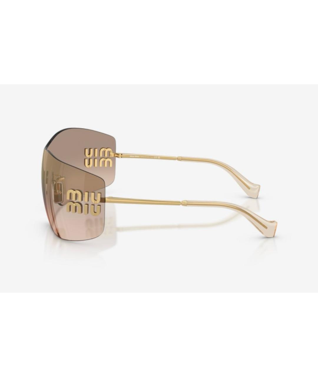 MIU MIU Золотые металлические солнцезащитные очки, фото 3