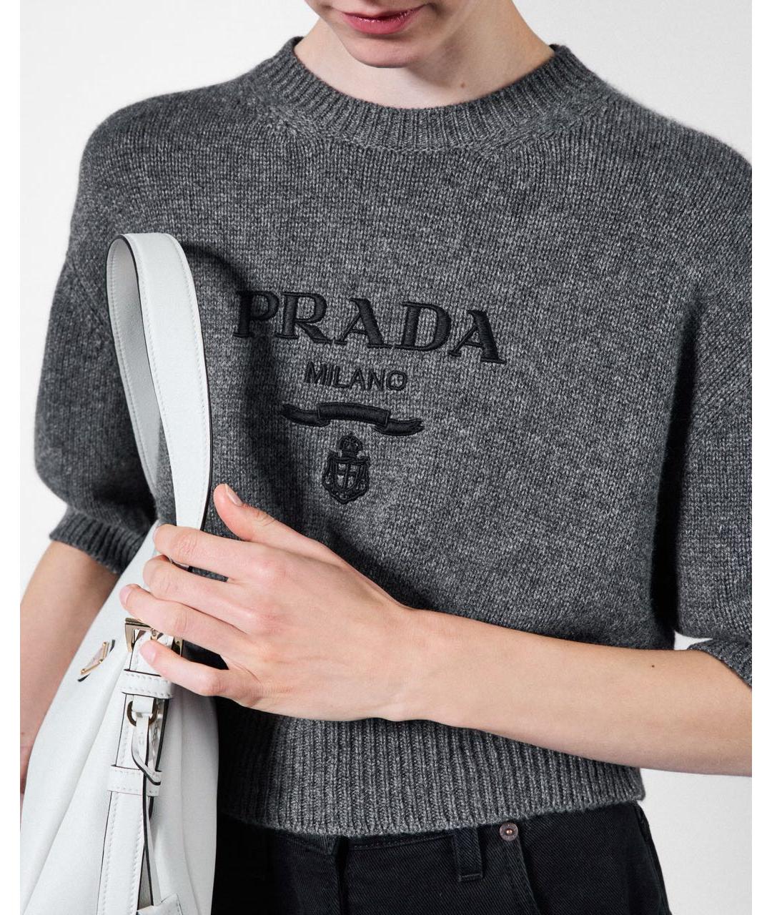 PRADA Серый кашемировый джемпер / свитер, фото 2