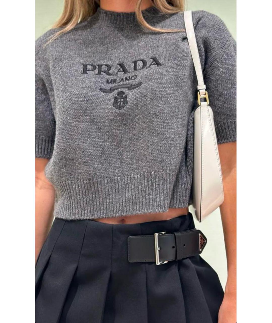 PRADA Серый кашемировый джемпер / свитер, фото 8