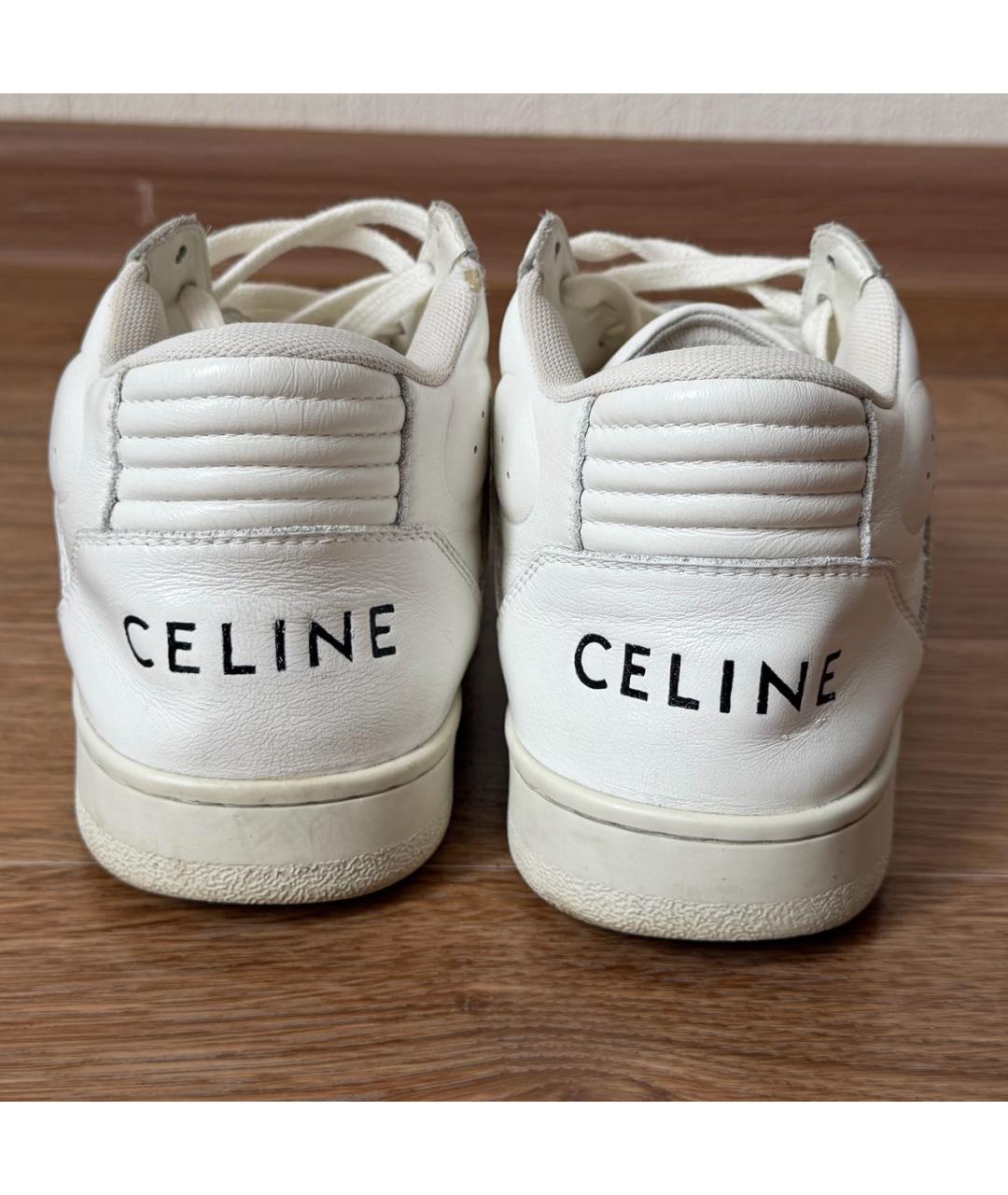 CELINE Белые кожаные кроссовки, фото 4