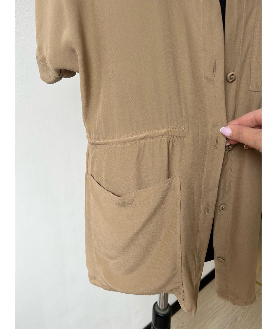BOTTEGA VENETA Бежевая шелковая блузы, фото 4