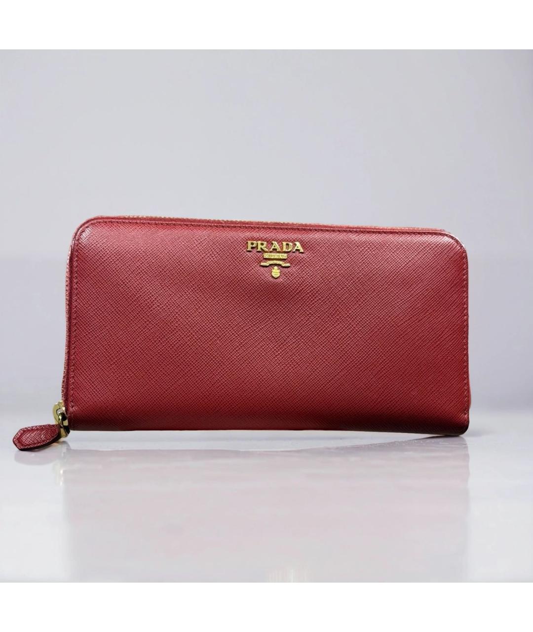 PRADA Красный кожаный кошелек, фото 5