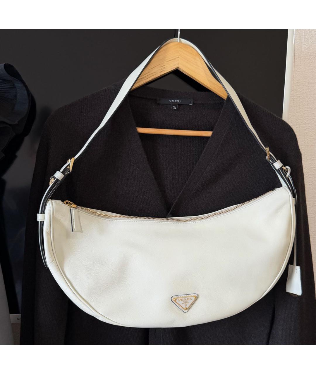 PRADA Белая кожаная дорожная/спортивная сумка, фото 5