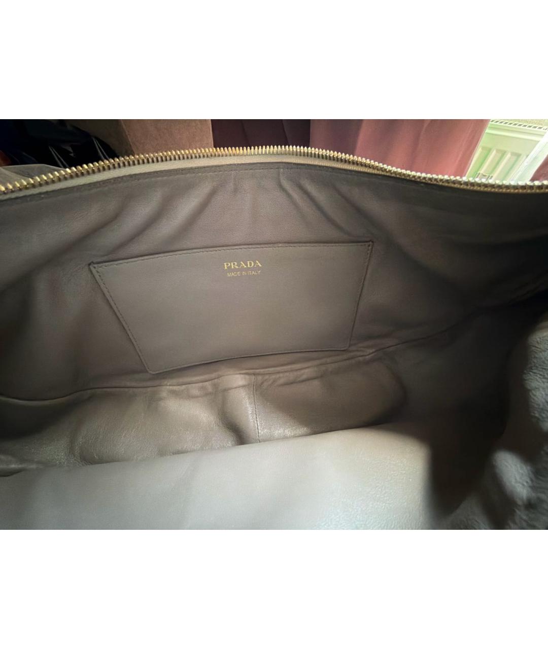 PRADA Белая кожаная дорожная/спортивная сумка, фото 4
