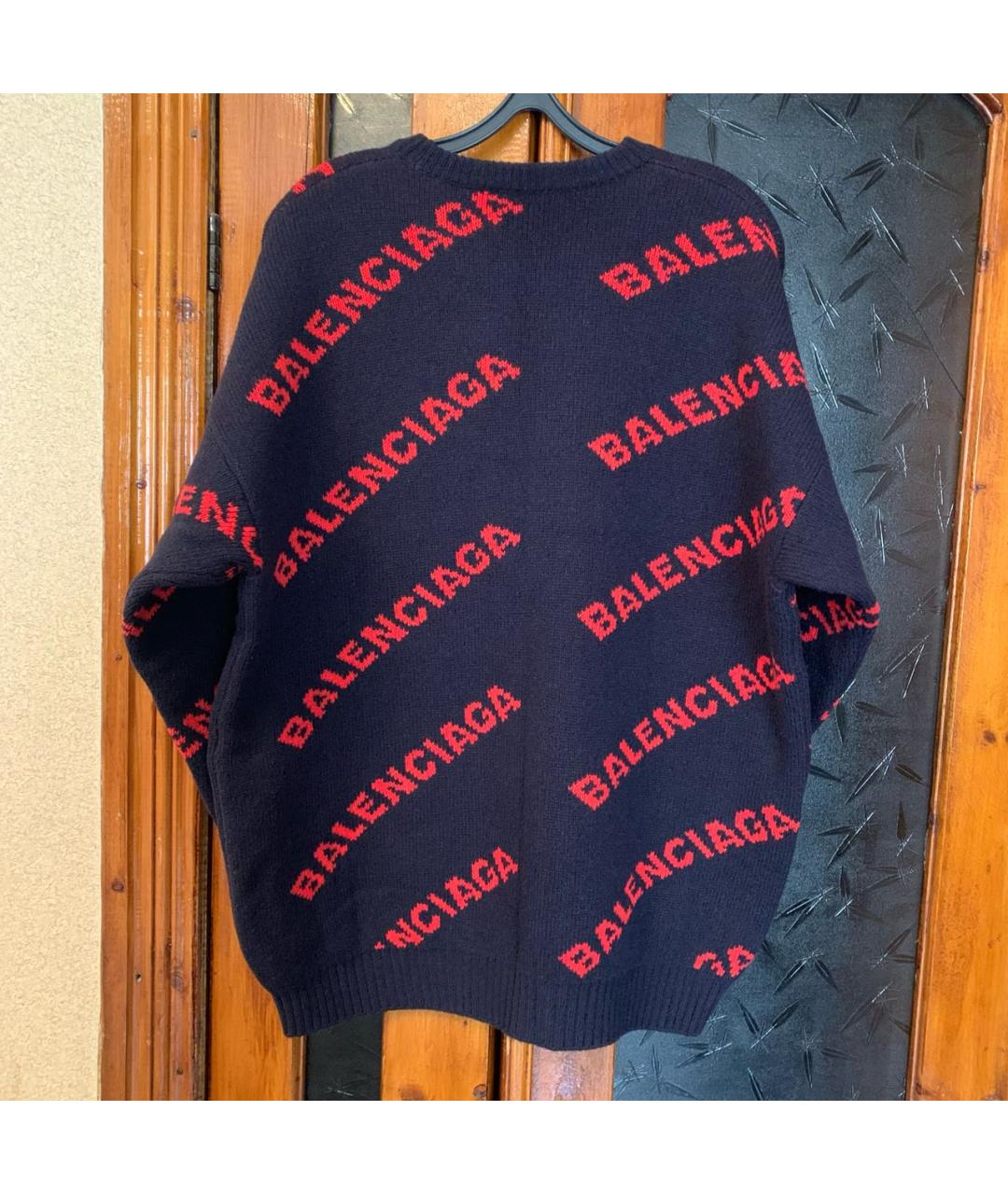BALENCIAGA Темно-синий шерстяной джемпер / свитер, фото 2