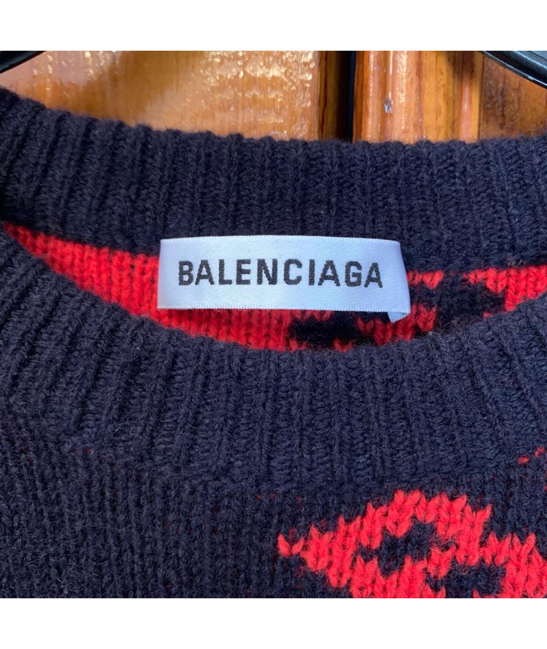 BALENCIAGA Темно-синий шерстяной джемпер / свитер, фото 3