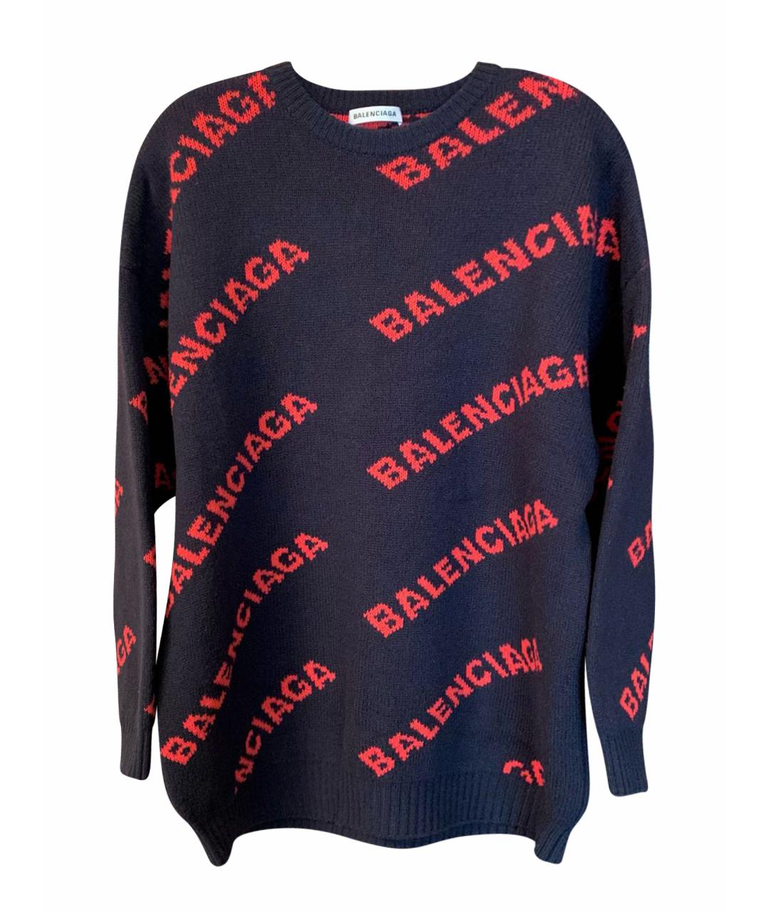 BALENCIAGA Темно-синий шерстяной джемпер / свитер, фото 1