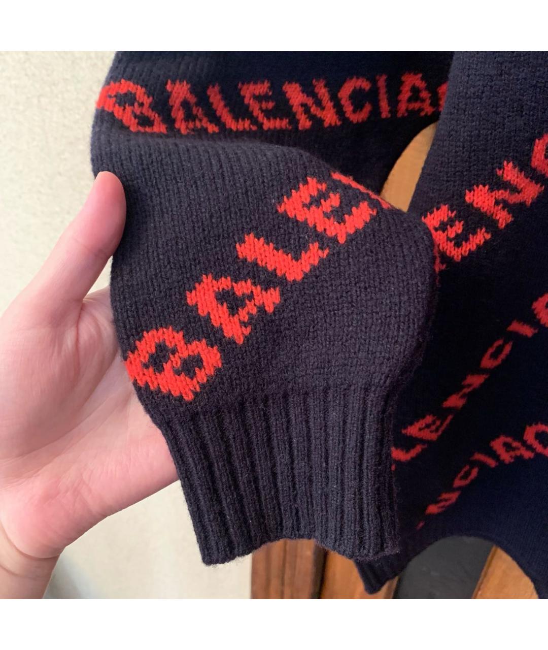 BALENCIAGA Темно-синий шерстяной джемпер / свитер, фото 4
