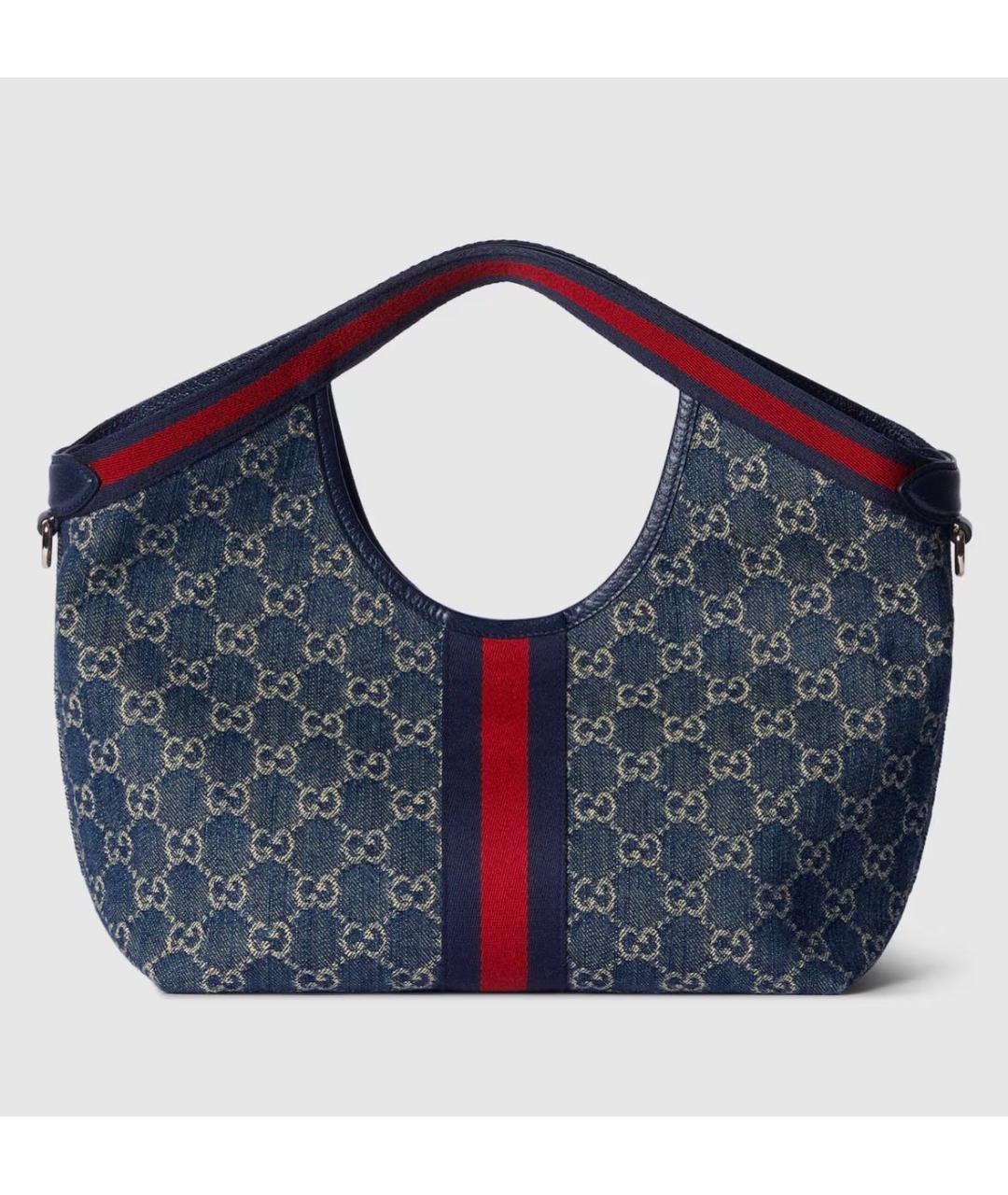 GUCCI Темно-синяя хлопковая сумка тоут, фото 2