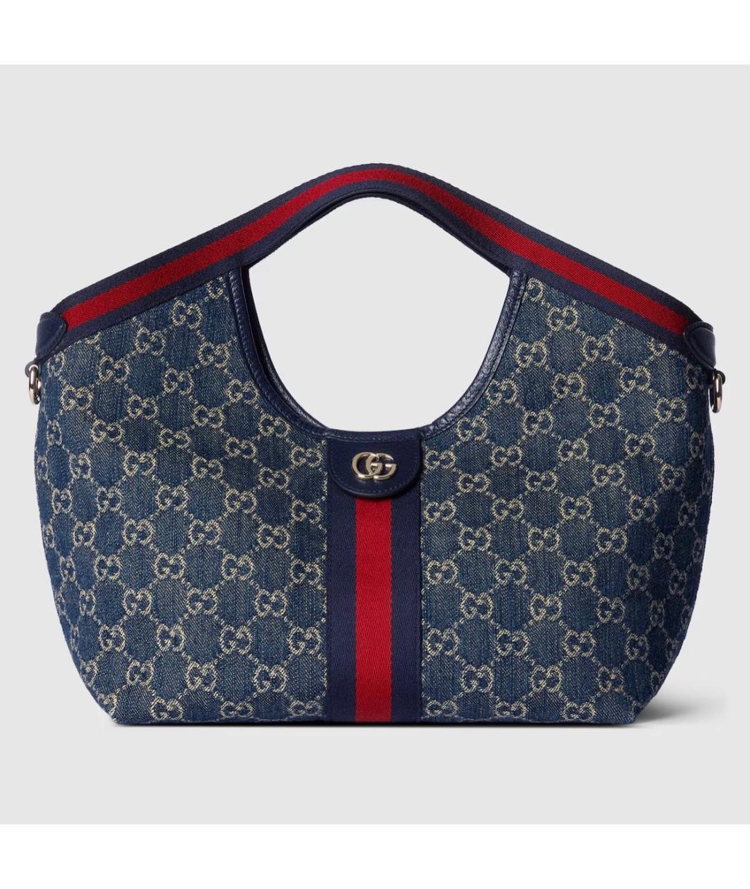 GUCCI Темно-синяя хлопковая сумка тоут, фото 6