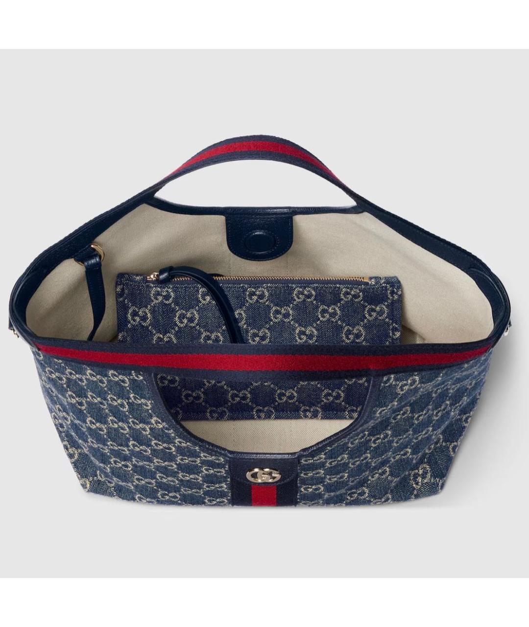 GUCCI Темно-синяя хлопковая сумка тоут, фото 3