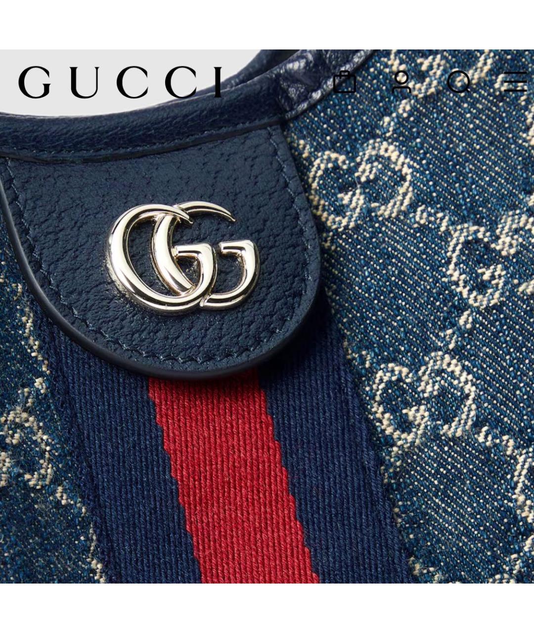 GUCCI Темно-синяя хлопковая сумка тоут, фото 4
