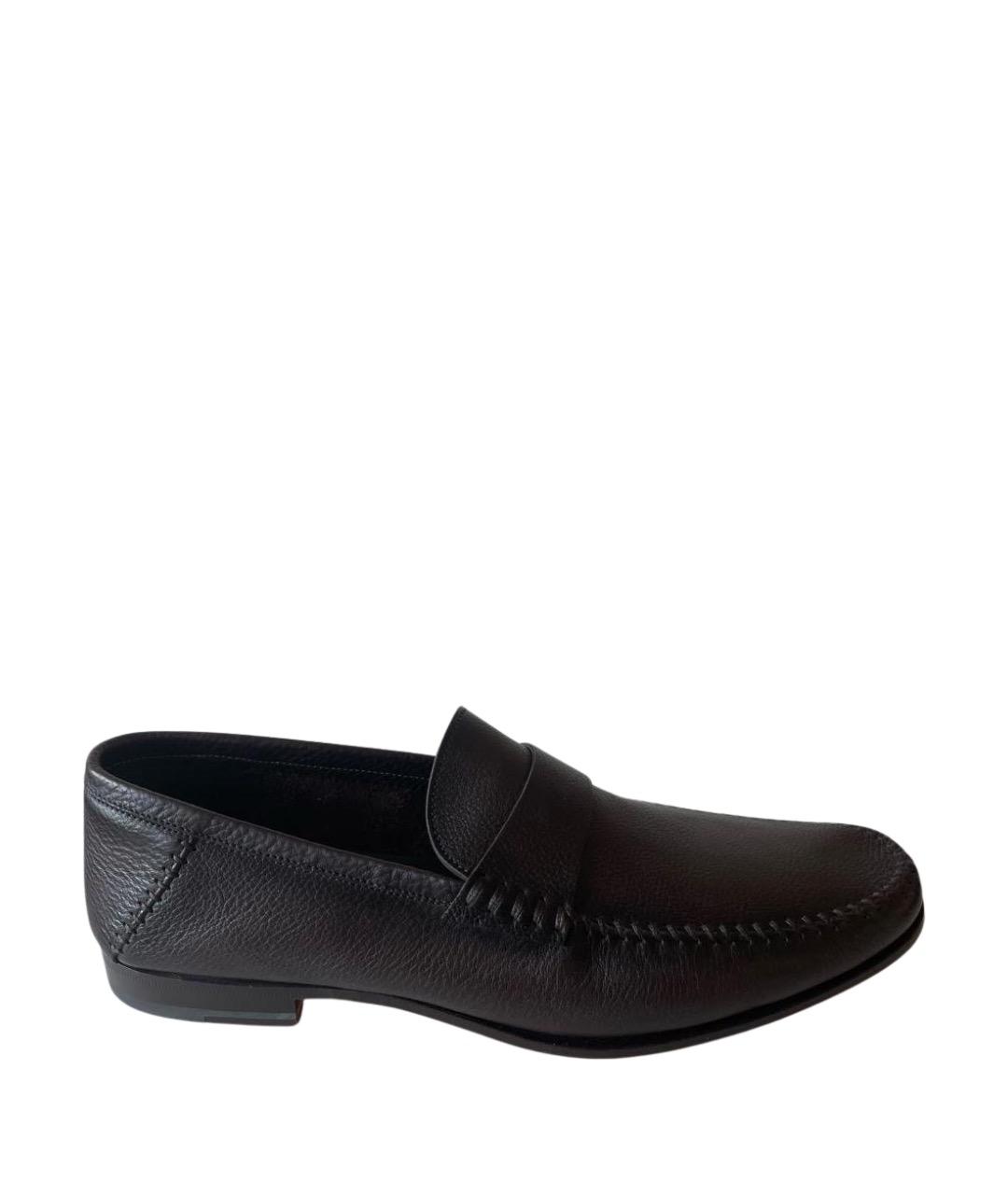 SANTONI Коричневые кожаные лоферы, фото 1