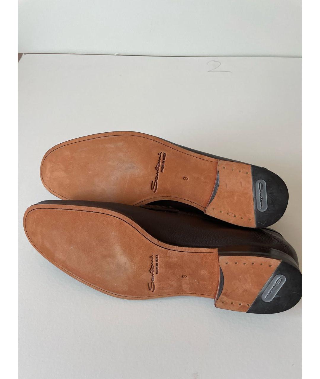 SANTONI Коричневые кожаные лоферы, фото 4