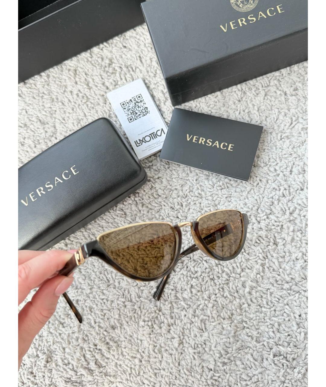 VERSACE Коричневые солнцезащитные очки, фото 4