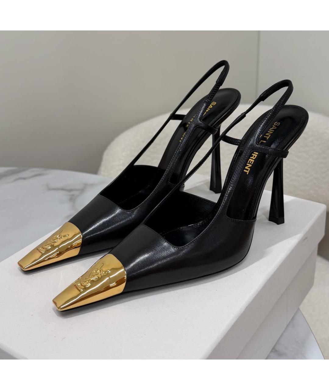 SAINT LAURENT Черные кожаные туфли, фото 6
