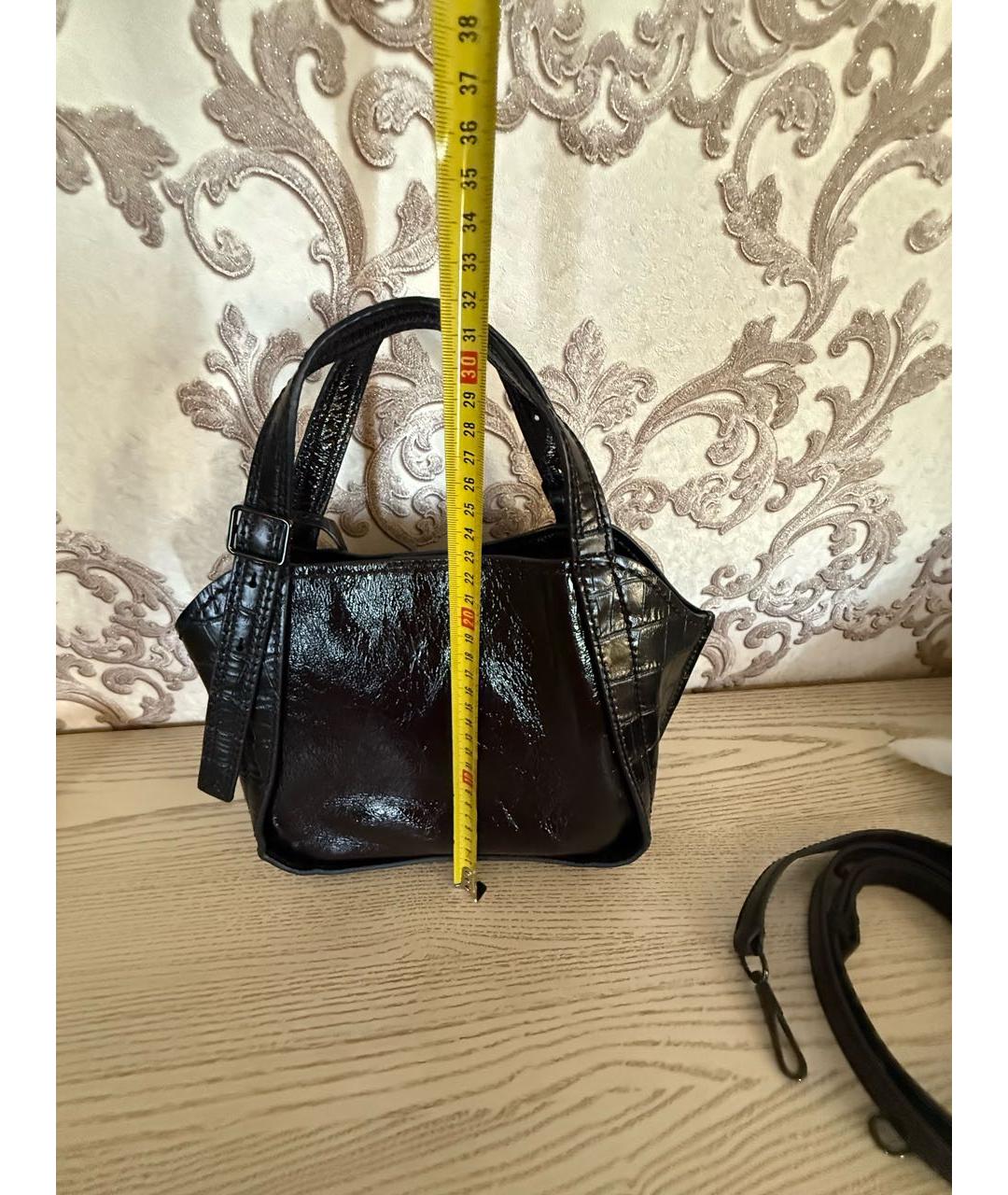 MARC JACOBS Черная сумка тоут из лакированной кожи, фото 2