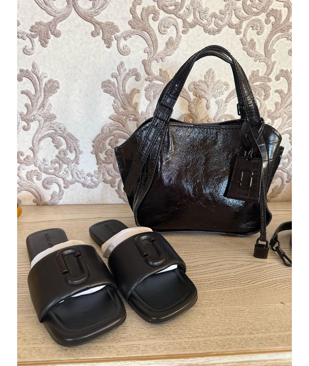 MARC JACOBS Черная сумка тоут из лакированной кожи, фото 6