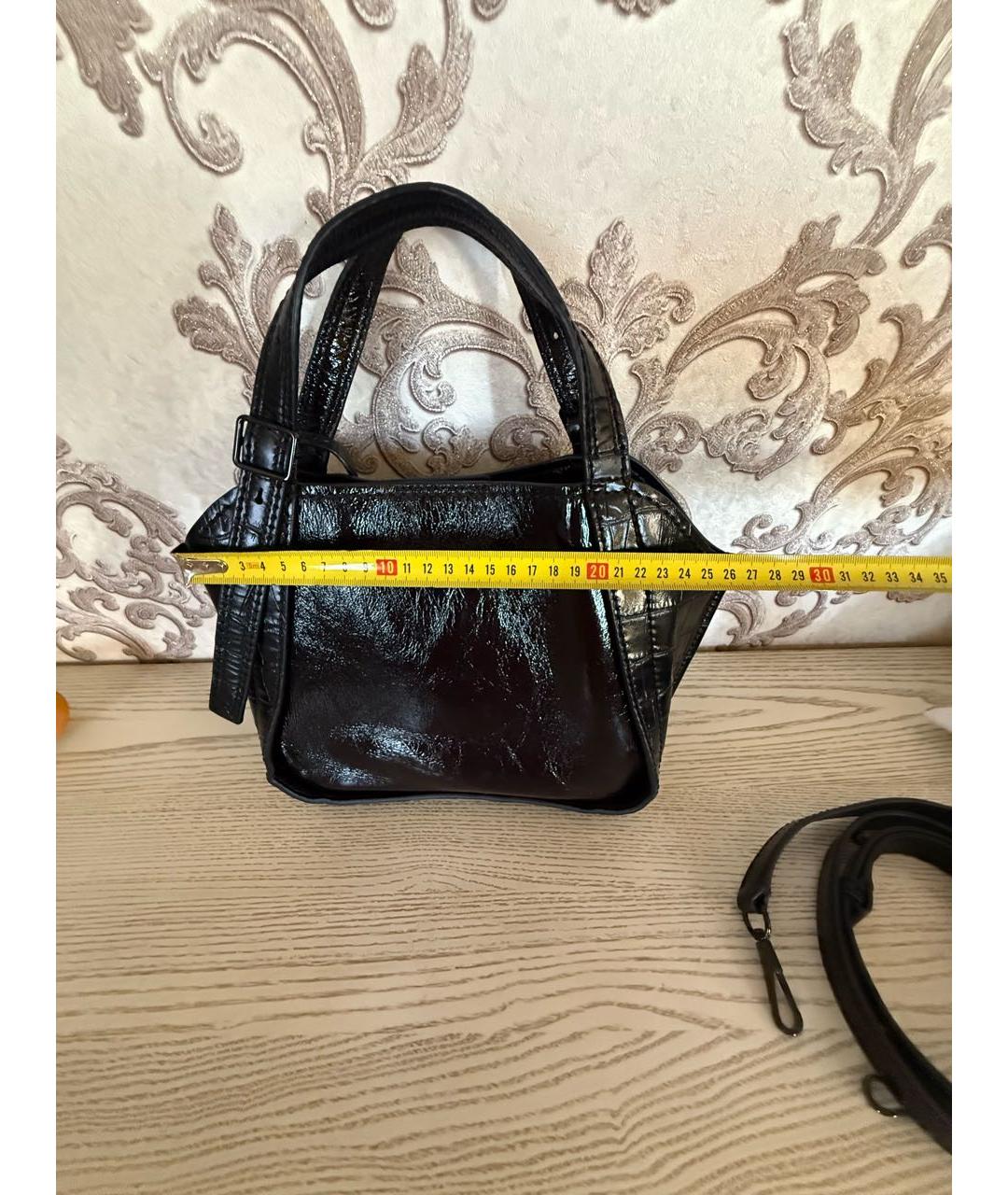 MARC JACOBS Черная сумка тоут из лакированной кожи, фото 3