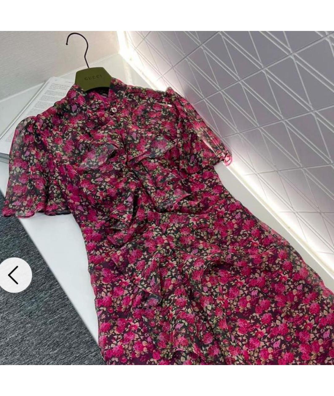 GUCCI Мульти шелковое коктейльное платье, фото 4