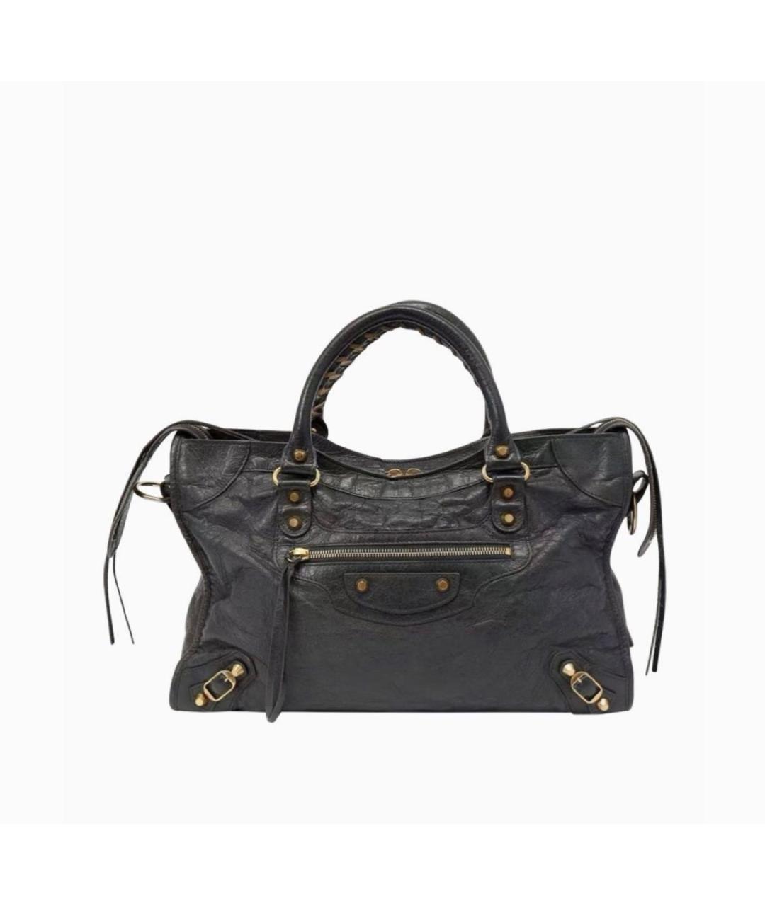 BALENCIAGA Черная кожаная сумка тоут, фото 3