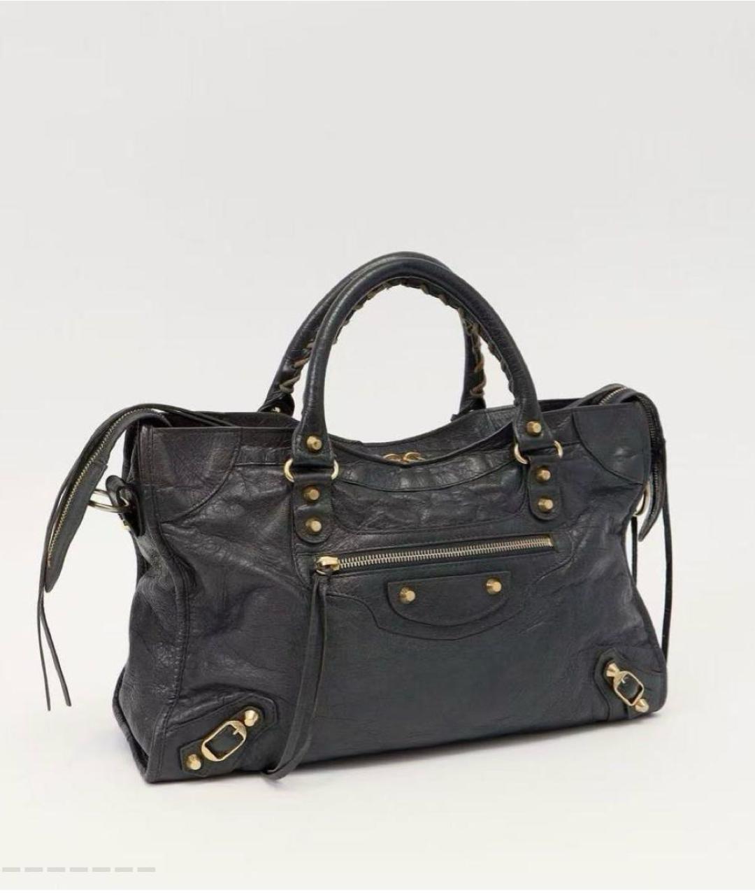 BALENCIAGA Черная кожаная сумка тоут, фото 2