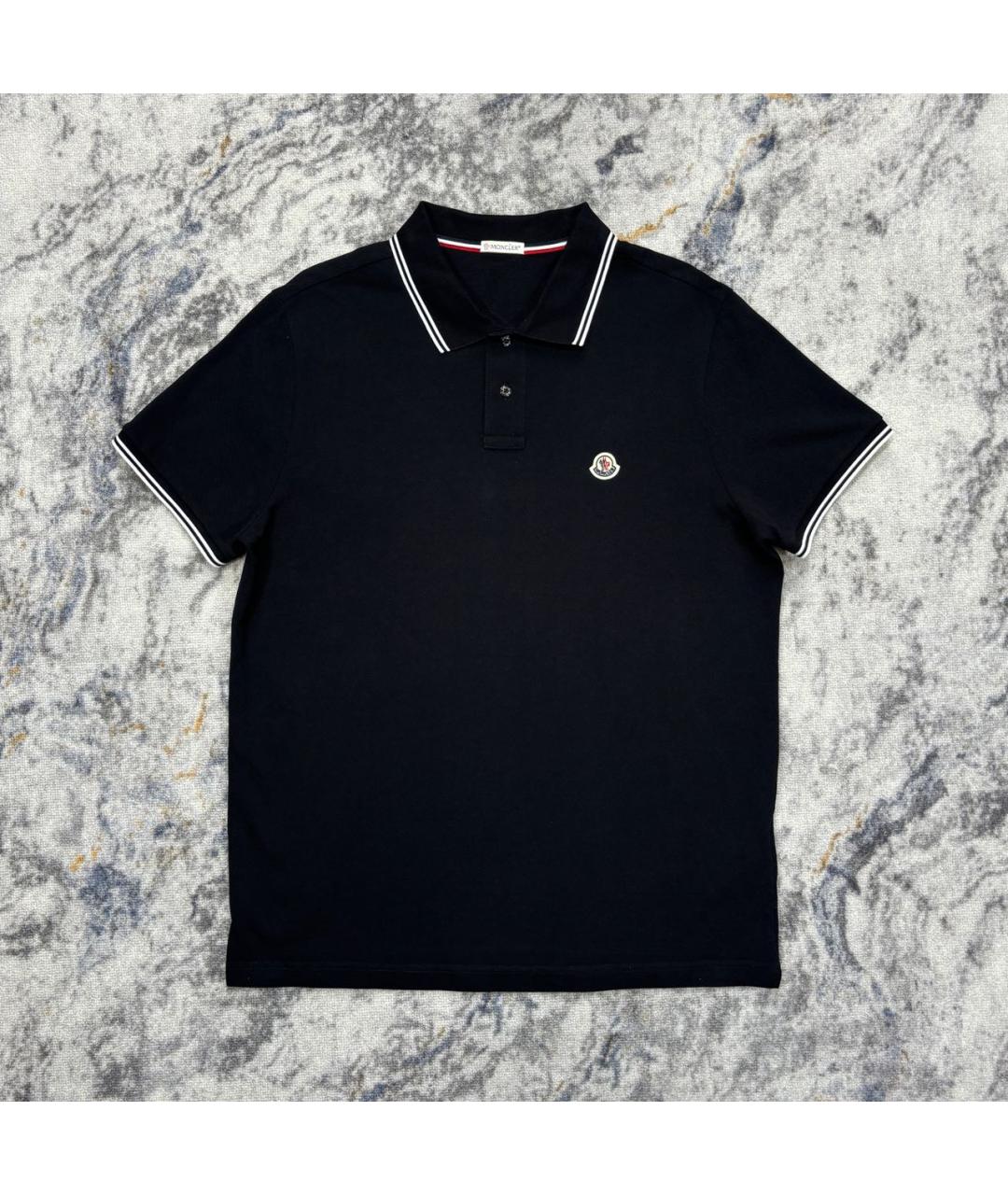 MONCLER Черное хлопковое поло с коротким рукавом, фото 7