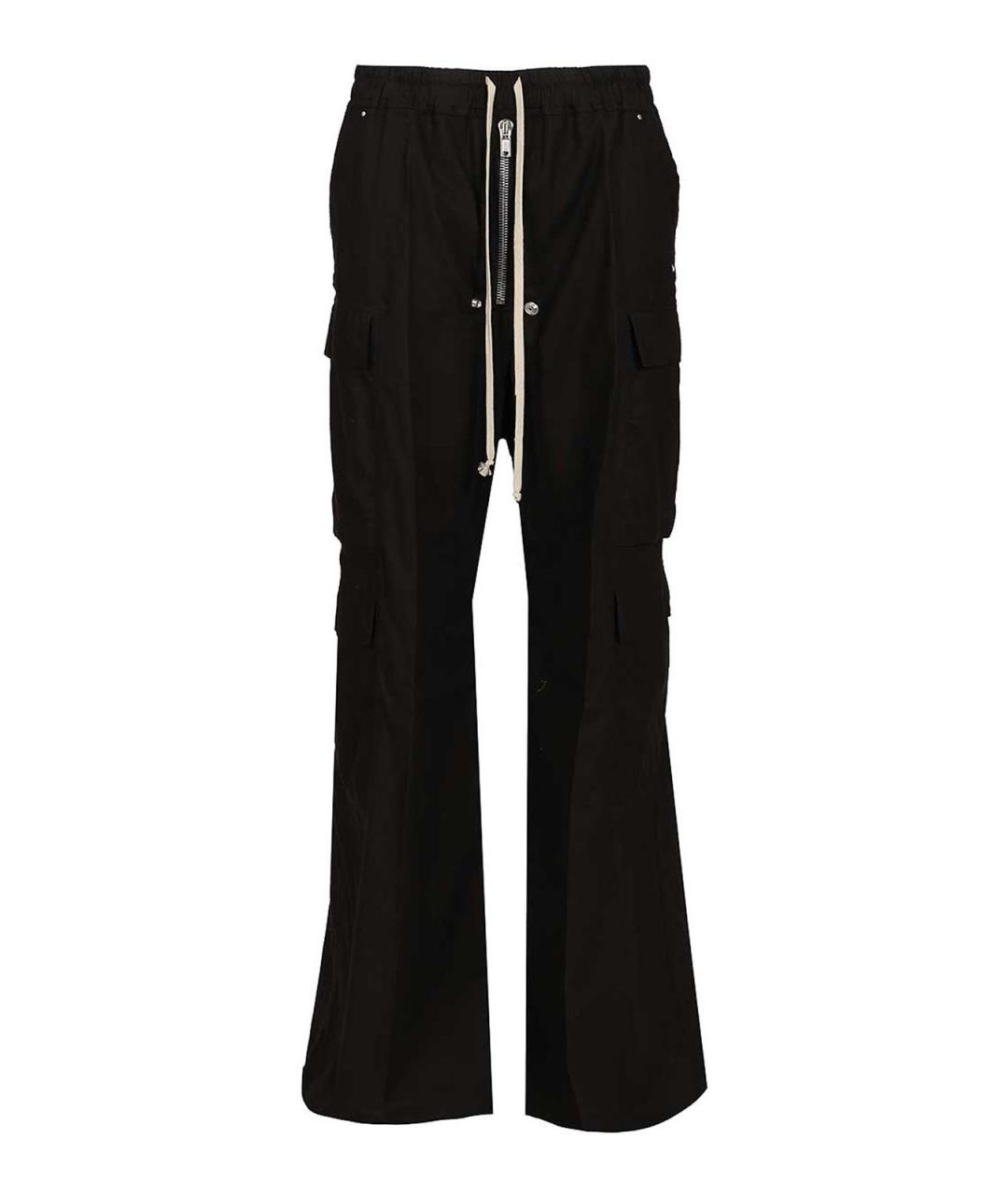 RICK OWENS Черные хлопковые повседневные брюки, фото 1