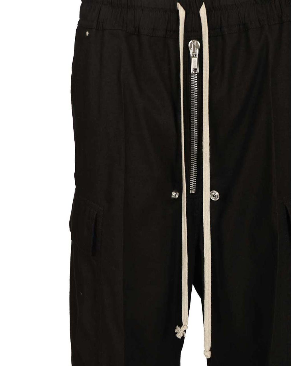 RICK OWENS Черные хлопковые повседневные брюки, фото 4