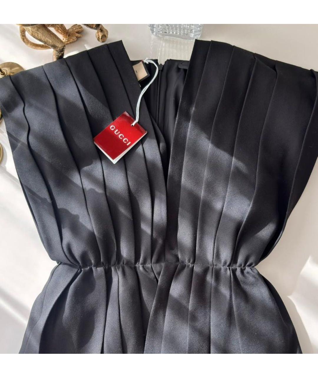 GUCCI Черное шерстяное коктейльное платье, фото 3