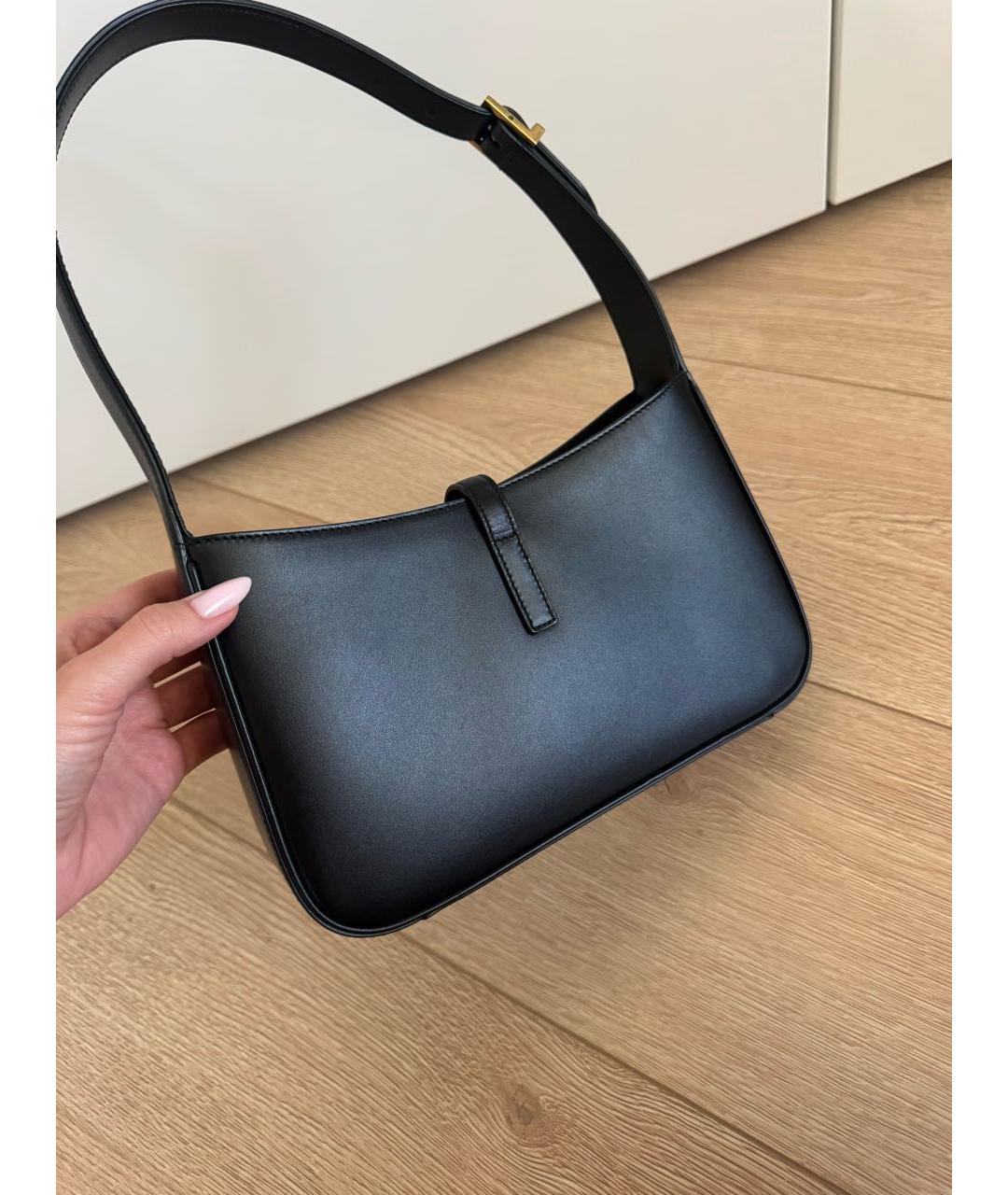 SAINT LAURENT Черная кожаная сумка с короткими ручками, фото 4