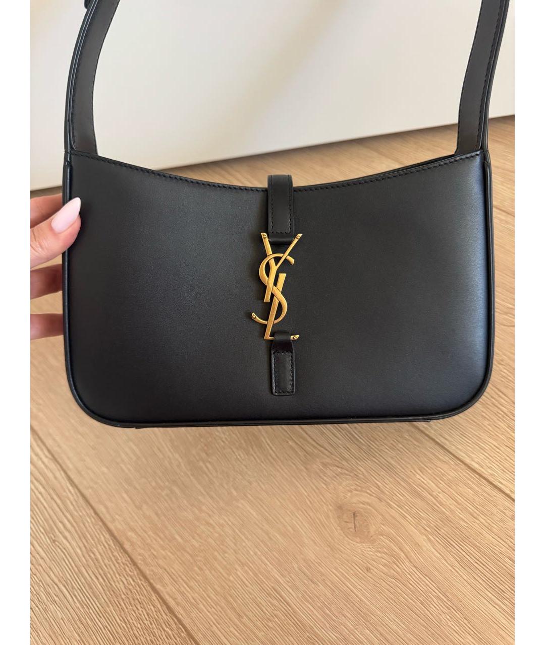 SAINT LAURENT Черная кожаная сумка с короткими ручками, фото 3