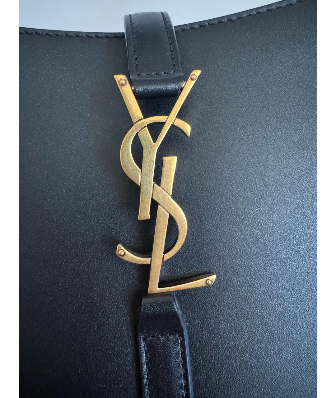 SAINT LAURENT Черная кожаная сумка с короткими ручками, фото 8
