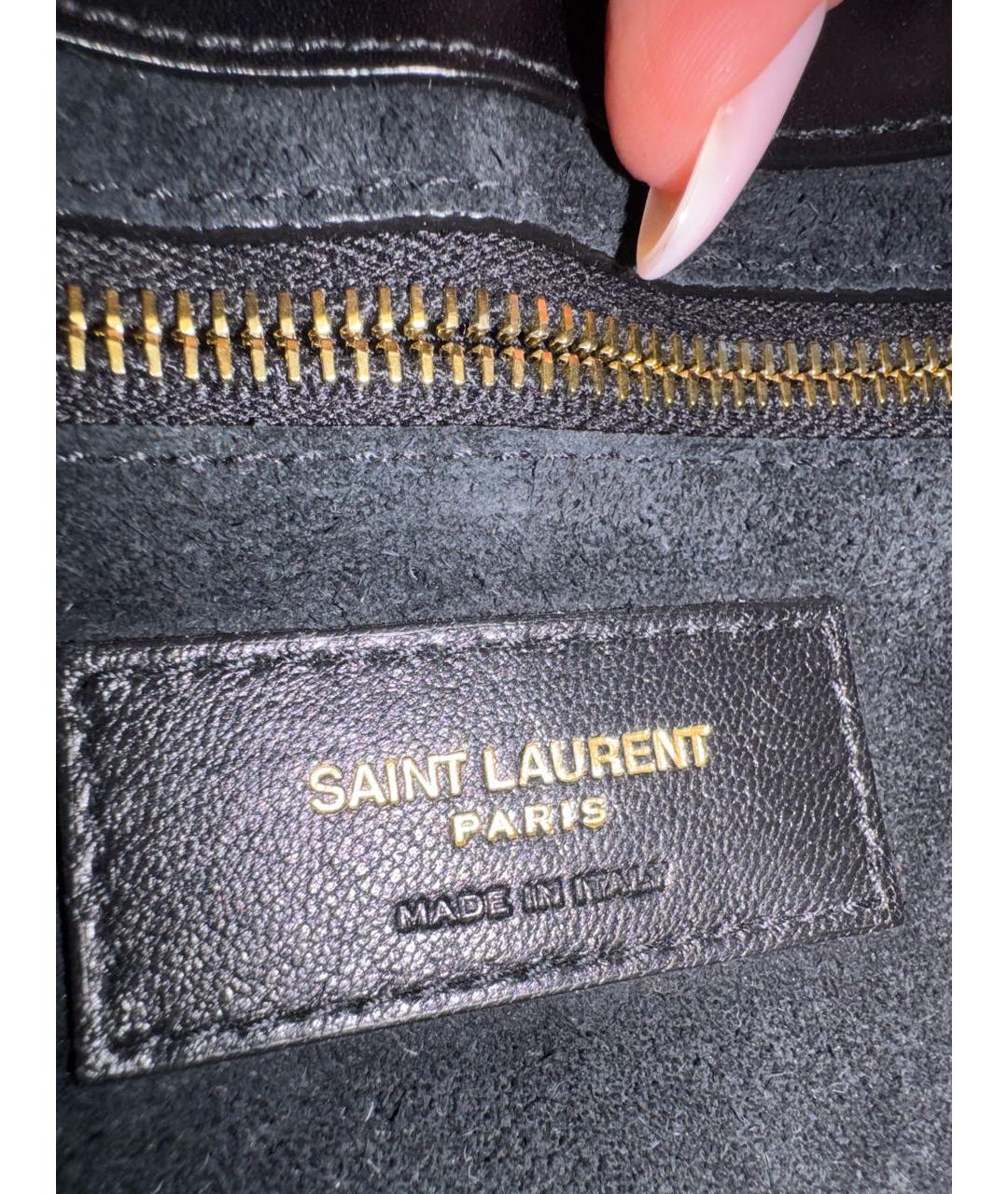 SAINT LAURENT Черная кожаная сумка с короткими ручками, фото 6