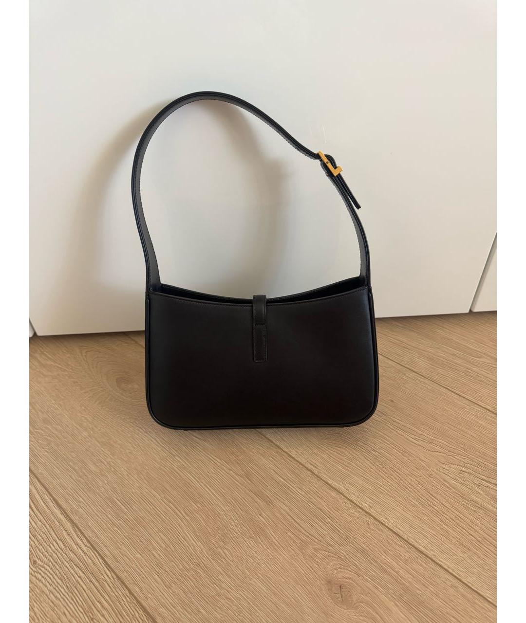 SAINT LAURENT Черная кожаная сумка с короткими ручками, фото 2