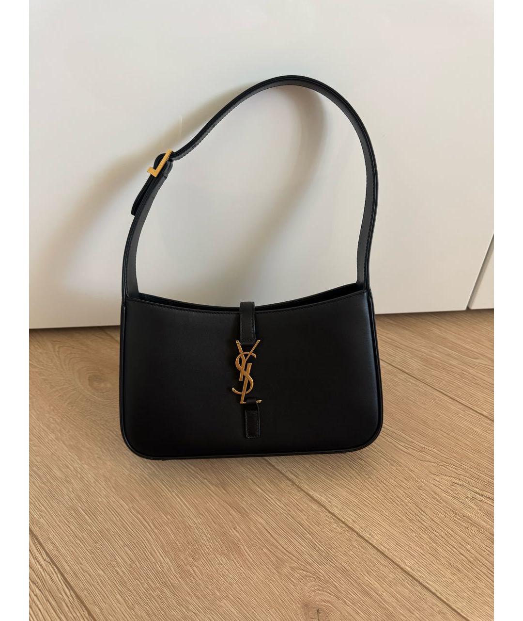 SAINT LAURENT Черная кожаная сумка с короткими ручками, фото 9