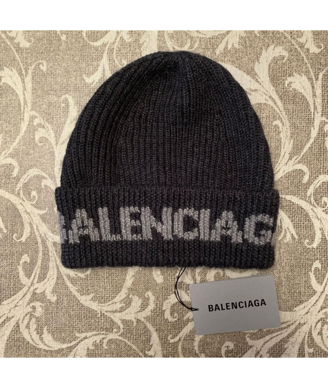 BALENCIAGA Антрацитовая шерстяная шапка, фото 4