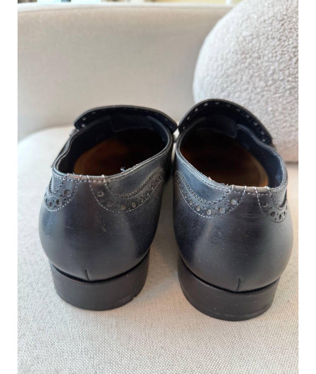 SANTONI Антрацитовые кожаные туфли, фото 6